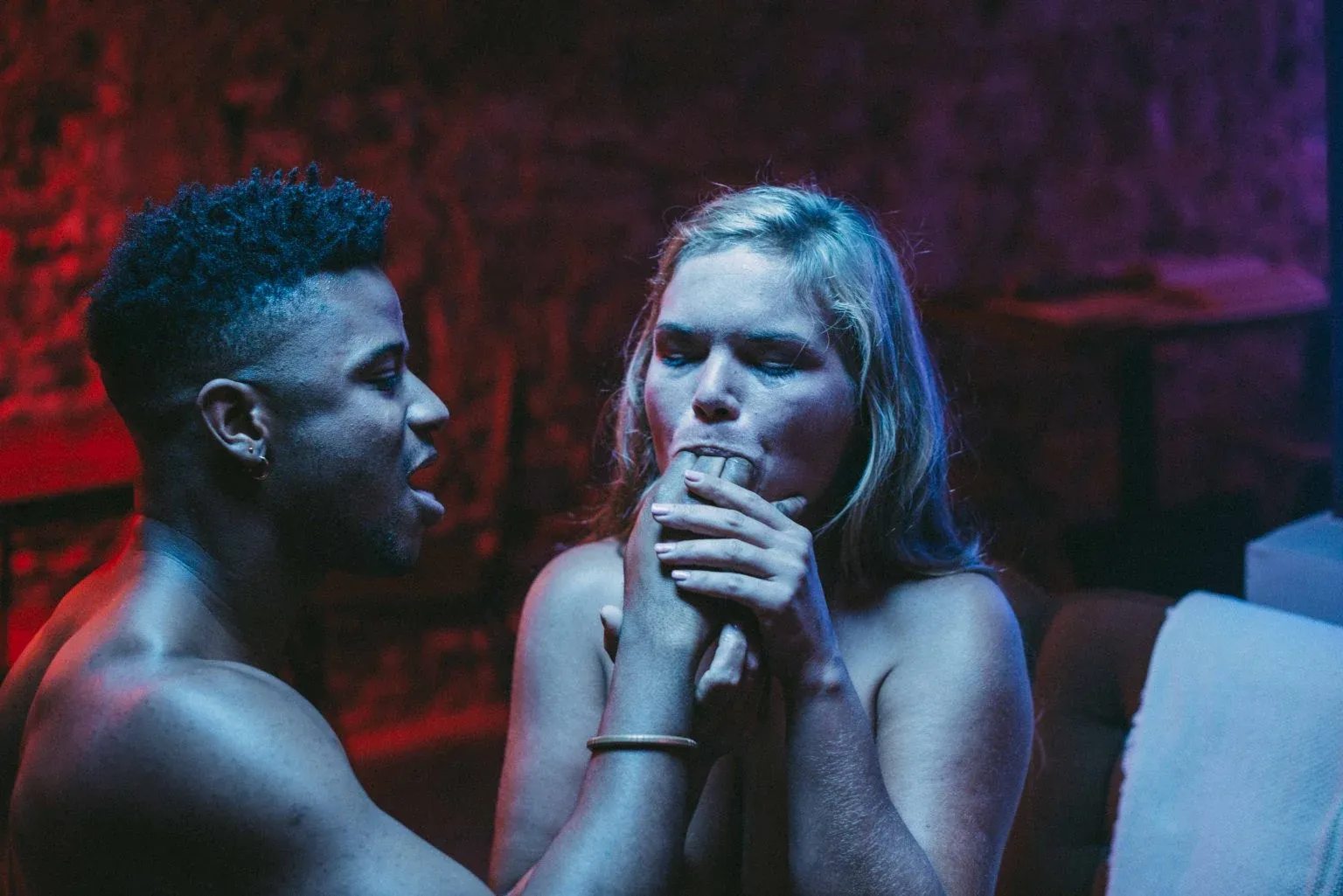 An erotic film still from 'Dirty Laundry' on XConfessions by Erika Lust