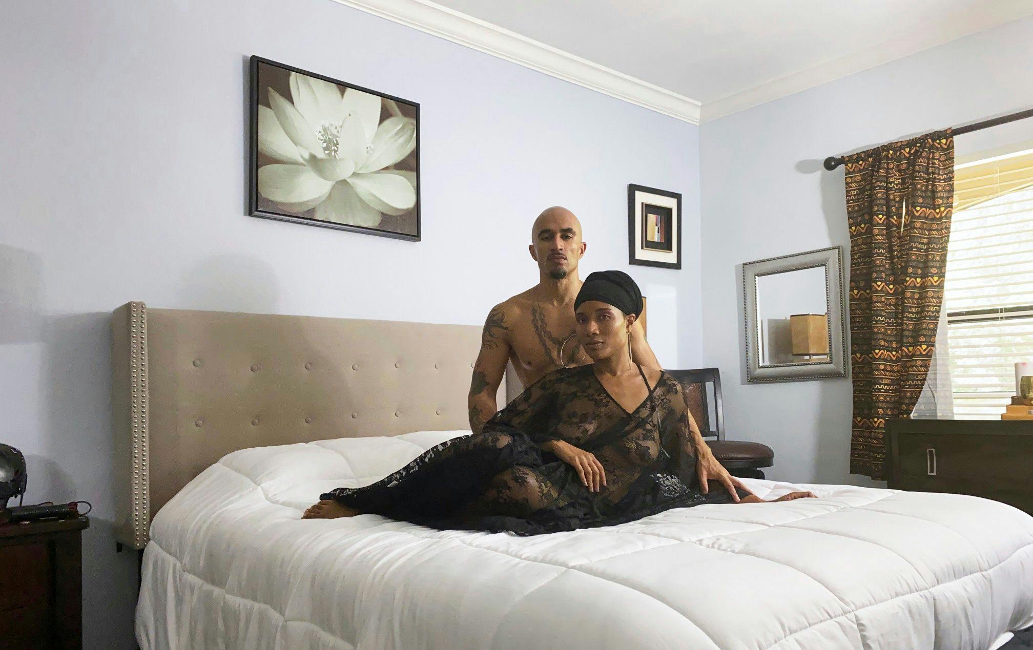 King Noire & Jet Setting Jasmine in a still of the explicit short film Sex and Love in the Time of Quarantine