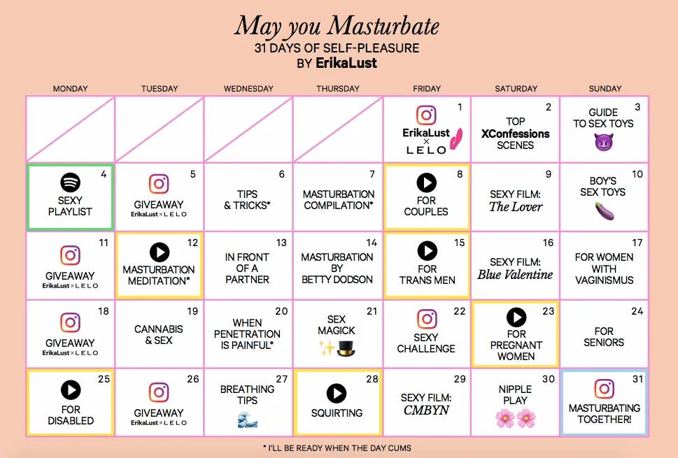 A self pleasure masturbation calendar 