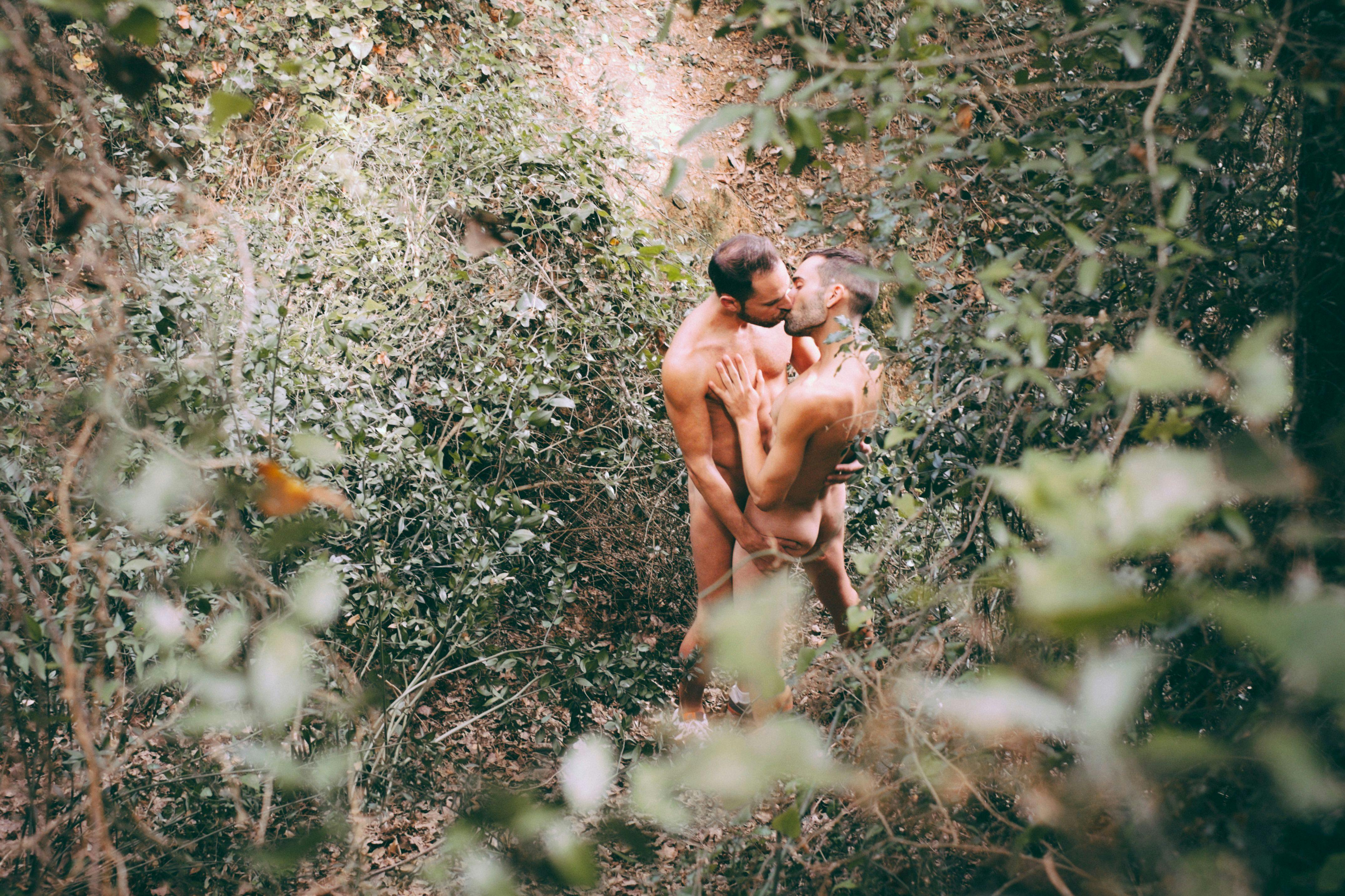 Noel Alejandro erotic gay film Fuck Forest two men kissing in forest